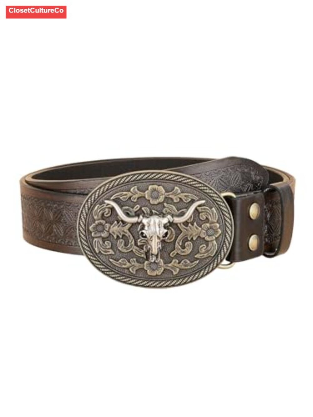 Verdusa Women's Faux Leather Western Belt with Buckle